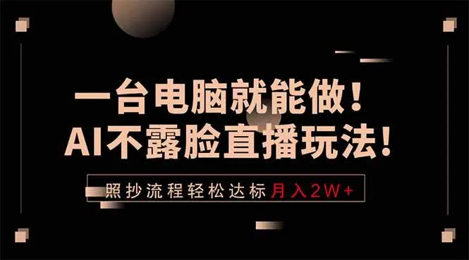 (18472期)一台电脑就能做!AI不露脸直播玩法,照抄流程轻松达标月入2W+-知云阁资源站