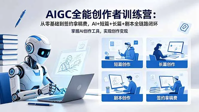 AIGC全能创作者训练营:从零基础到签约拿稿费,AI+短篇+长篇+剧本全链路闭环-知云阁资源站