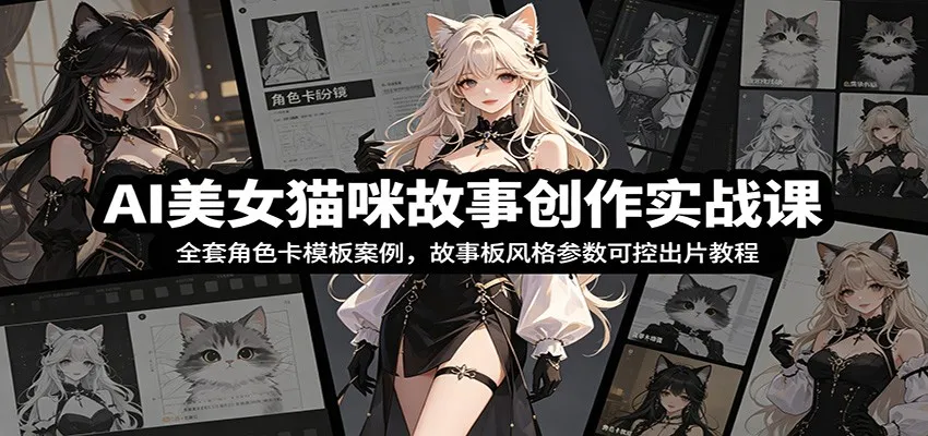 AI美女猫咪故事创作实战课：全套角色卡模板案例，故事板风格参数可控出片教程-知云阁资源站