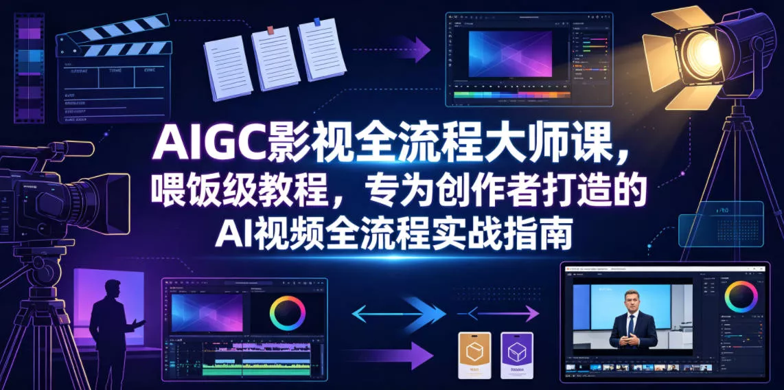 AIGC影视全流程大师课，喂饭级教程，专为创作者打造的AI视频全流程实战指南-知云阁资源站