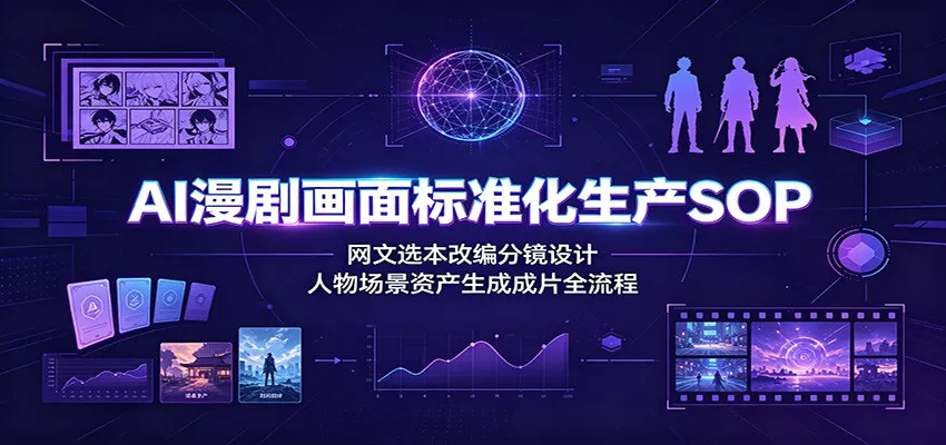 AI漫剧画面标准化生产SOP:网文选本改编分镜设计,人物场景资产生成成片全流程-知云阁资源站