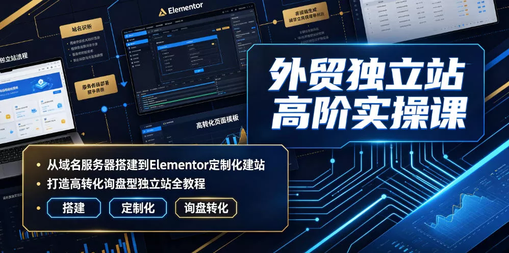 外贸独立站高阶实操课|从域名服务器搭建到Elementor定制化建站,打造高转化询盘型独立站全教程-知云阁资源站