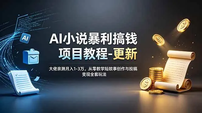 （19030期）AI小说暴利搞钱项目教程-更新，大佬亲测月入1-3万，从零教学短故事创作与投稿变现全套玩法-知云阁资源站