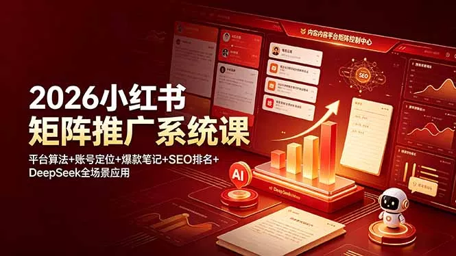 2026小红书矩阵推广系统课:平台算法+账号定位+爆款笔记+SEO排名+DeepSeek全场景应用-知云阁资源站