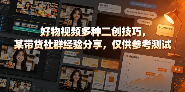好物视频多种二创技巧，某带货社群经验分享，仅供参考测试-知云阁资源站