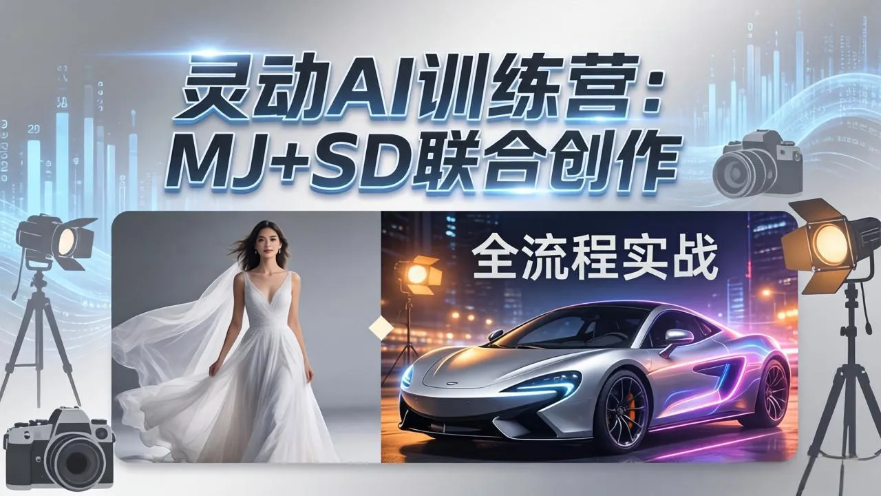灵动AI训练营-3.0课程:MJ+SD联合创作,从婚纱大片到汽车广告,摄影后期全流程实战-知云阁资源站