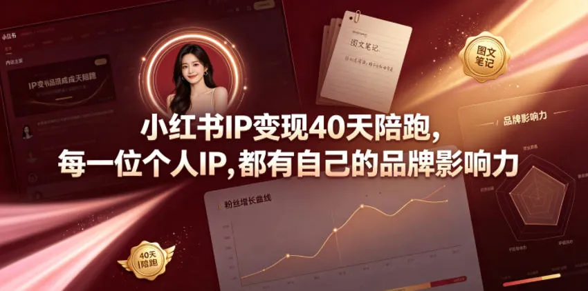 小红书IP变现40天陪跑，每一位个人IP，都有自己的品牌影响力-知云阁资源站