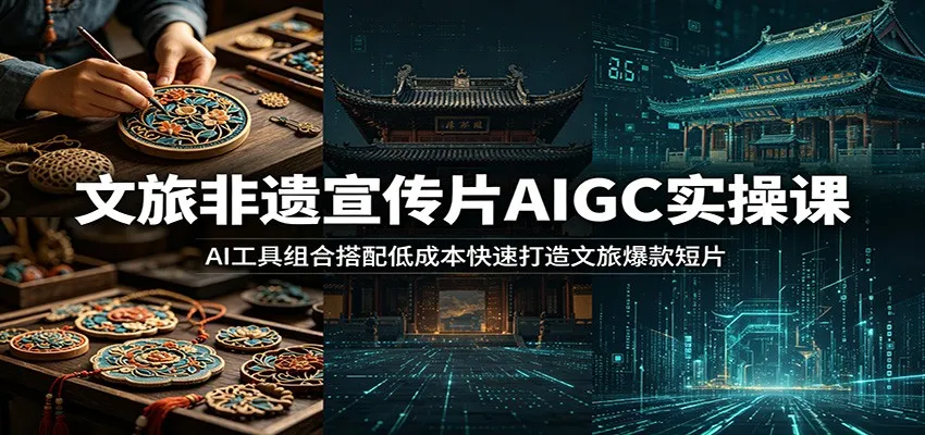 文旅非遗宣传片AIGC实操课:AI工具组合搭配低成本快速打造文旅爆款短片-知云阁资源站