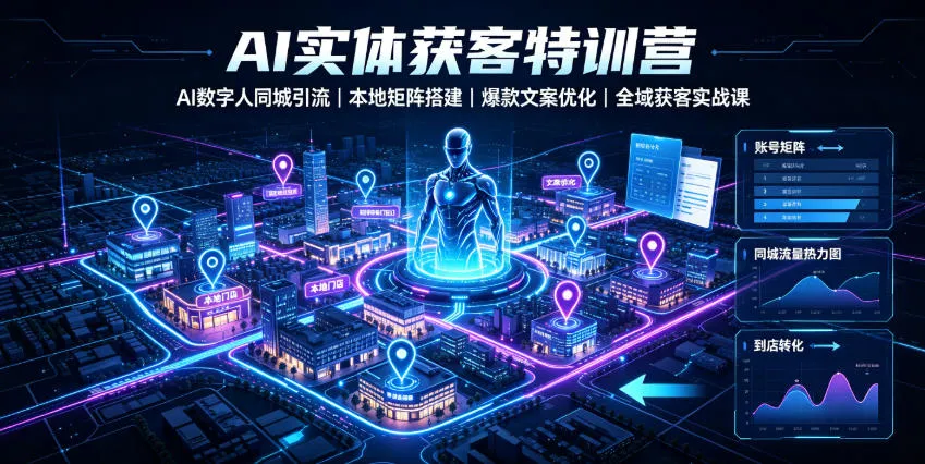 AI实体获客特训营｜AI数字人同城引流、本地矩阵搭建、爆款文案优化全域获客实战课-知云阁资源站