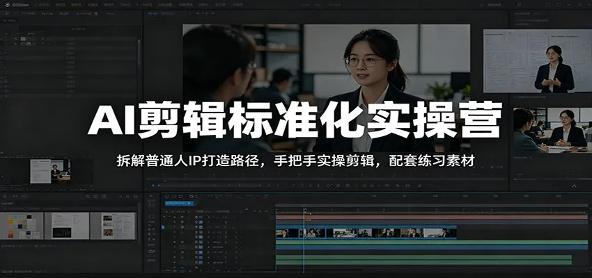 AI剪辑标准化实操营:拆解普通人IP打造路径,手把手实操剪辑,配套练习素材-知云阁资源站