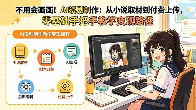 (19429期)不用会画画!AI漫剧制作:从小说取材到付费上传,零基础手把手教学变现路径(更新)-知云阁资源站