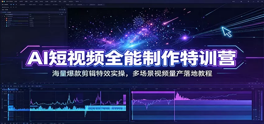 AI短视频全能制作特训营:海量爆款剪辑特效实操,多场景视频量产落地教程-知云阁资源站
