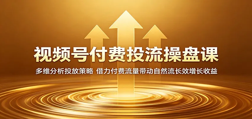 视频号付费投流操盘课:多维分析投放策略,借力付费流量带动自然流长效增长收益-知云阁资源站