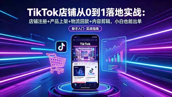 TikTok店铺从0到1落地实战：店铺注册+产品上架+物流回款+内容剪辑，小白也能出单-知云阁资源站