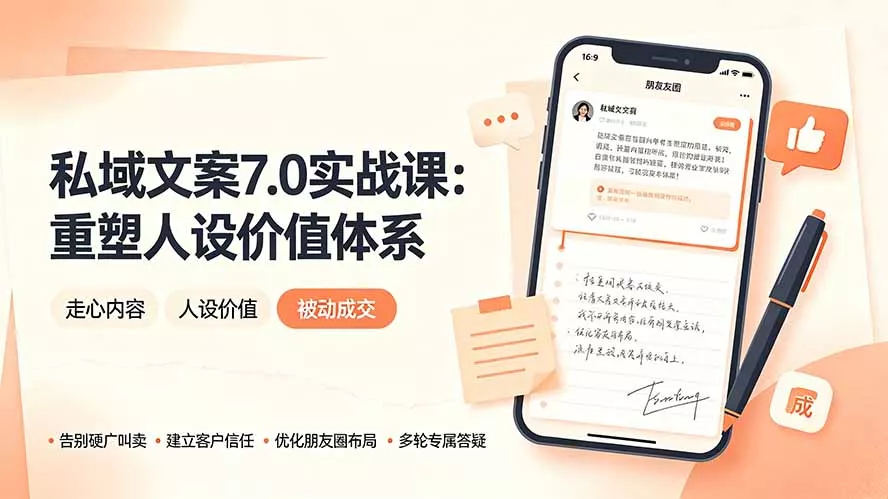 私域文案实战课7.0：重塑人设价值体系｜-告别硬广推销×走心内容×自我价值塑造，实现被动成交-知云阁资源站
