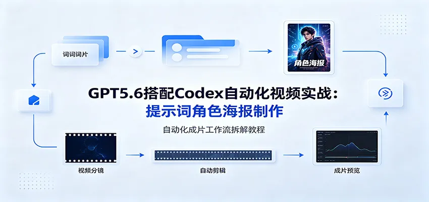 GPT5.6搭配Codex自动化视频实战:提示词角色海报制作,自动化成片工作流拆解教程-知云阁资源站