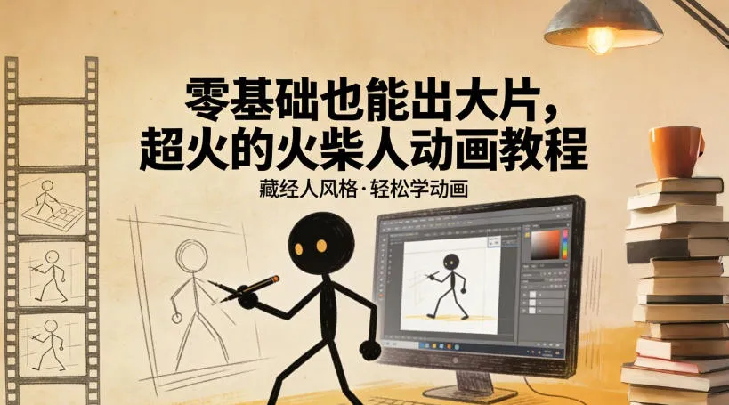 零基础也能出大片，超火的火柴人动画教程(藏经人风格)-知云阁资源站