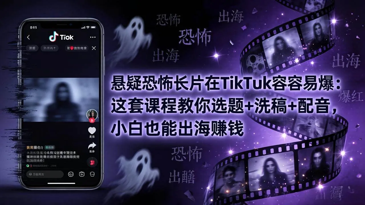 (18220期)悬疑恐怖长片在TikTok最容易爆:这套课程教你选题+洗稿+配音,小白也能出海赚钱 (18220期)悬疑恐怖长片在TikTok最容易爆:这套课程教你选题+洗稿+配音,小白也能出海赚钱