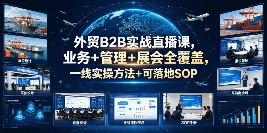 外贸B2B实战直播课，业务+管理+展会全覆盖，一线实操方法+可落地SOP-知云阁资源站