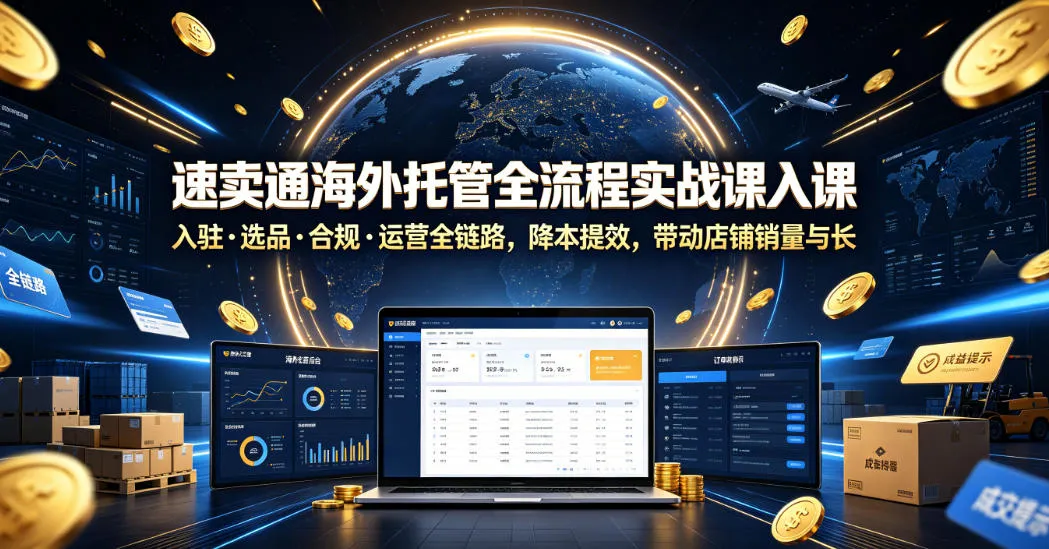 速卖通海外托管全流程实战课入驻・选品・合规・运营全链路,降本提效,带动店铺销量与收益增长-知云阁资源站
