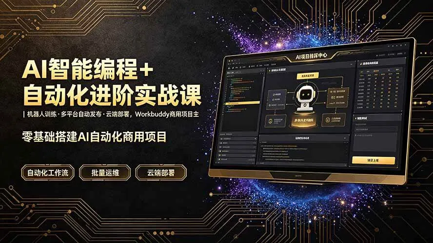 (19246期)AI智能编程+自动化进阶实战课|机器人训练·多平台自动发布·云端部署,Workbuddy商用项目全流程教学-知云阁资源站