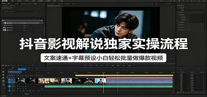 抖音影视解说独家实操流程,文案速通+字幕预设小白轻松批量做爆款视频 抖音影视解说独家实操流程,文案速通+字幕预设小白轻松批量做爆款视频