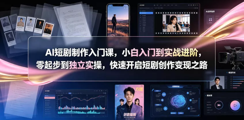 AI短剧制作入门课，小白入门到实战进阶，零起步到独立实操，快速开启短剧创作变现之路-知云阁资源站