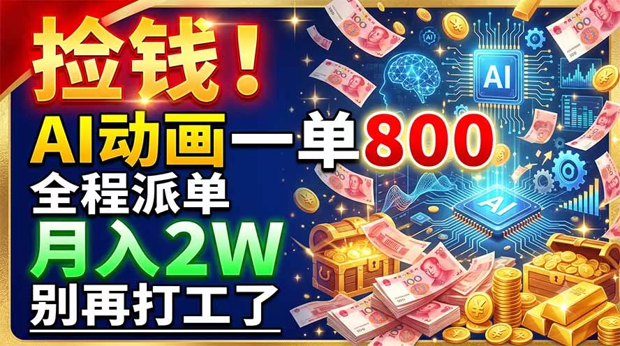 捡钱!AI动画一单800,全程派单,月入2W,别再打工了-知云阁资源站