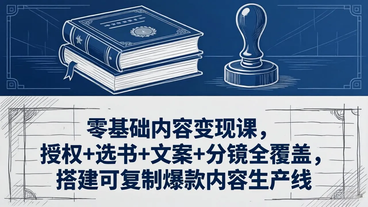 零基础内容变现课,授权+选书+文案+分镜全覆盖,搭建可复制爆款内容生产线 零基础内容变现课,授权+选书+文案+分镜全覆盖,搭建可复制爆款内容生产线