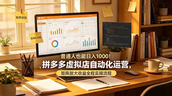 普通人也能日入 1000！拼多多虚拟店自动化运营，矩阵放大收益全程实操流程-知云阁资源站