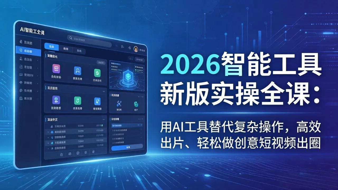 2026智能工具新版实操全课:用AI工具替代复杂操作,高效出片、轻松做创意短视频出圈 2026智能工具新版实操全课:用AI工具替代复杂操作,高效出片、轻松做创意短视频出圈