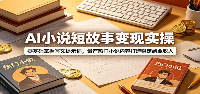 AI小说短故事变现实操：零基础掌握写文提示词，量产热门小说内容打造稳定副业收入-知云阁资源站
