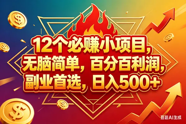 (18272期)12个必赚钱的小项目,百分百赚米,无脑简单,副业首选,日入600+-知云阁资源站