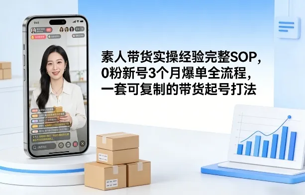 素人短视频带货实操经验完整SOP,0粉新号3个月爆单全流程,一套可复制的带货起号打法-知云阁资源站