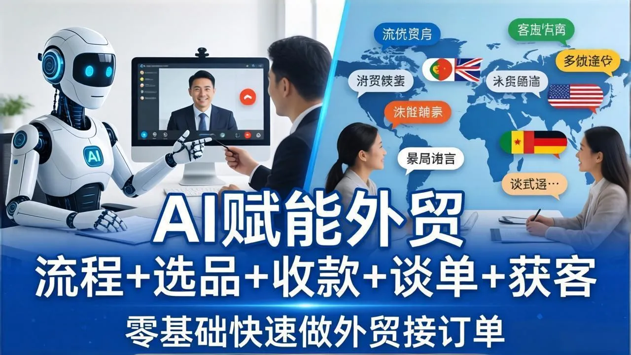 外贸+AI实战课:流程+选品+收款+谈单+获客,零基础快速做外贸接订单-知云阁资源站
