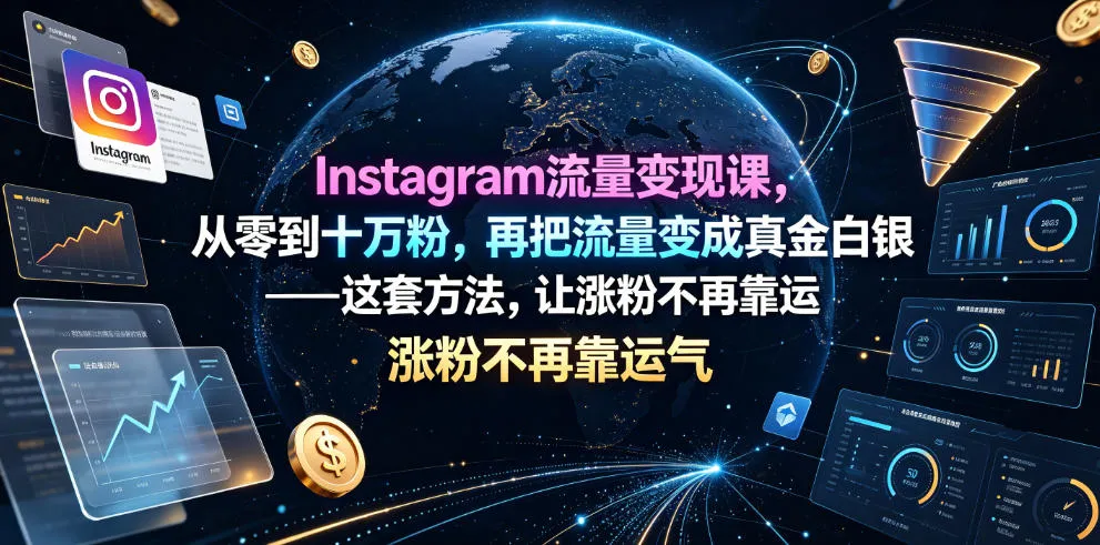 Instagram流量变现课,从零到十万粉,再把流量变成真金白银——这套方法,让涨粉不再靠运气【原创双语字幕】-知云阁资源站