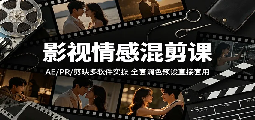 影视情感混剪课:AE/PR/剪映多软件实操,全套调色预设直接套用 影视情感混剪课:AE/PR/剪映多软件实操,全套调色预设直接套用