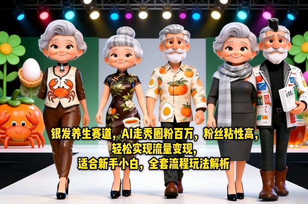 银发养生赛道,AI走秀圈粉百万,粉丝粘性高,轻松实现流量变现,适合新手小白,全套流程玩法解析-知云阁资源站