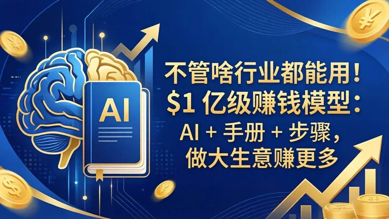 (18055期)不管啥行业都能用!$1 亿级赚钱模型:AI + 手册 + 步骤,做大生意赚更多 (18055期)不管啥行业都能用!$1 亿级赚钱模型:AI + 手册 + 步骤,做大生意赚更多