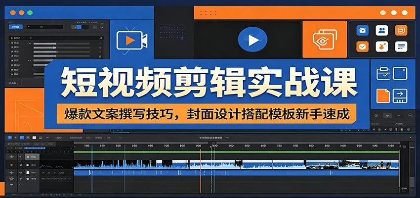 短视频剪辑实战课：爆款文案撰写技巧，封面设计搭配模板新手速成-知云阁资源站