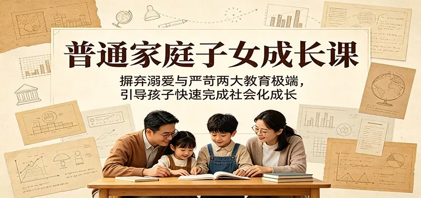 普通家庭子女成长课:摒弃溺爱与严苛两大教育极端,引导孩子快速完成社会化成长-知云阁资源站