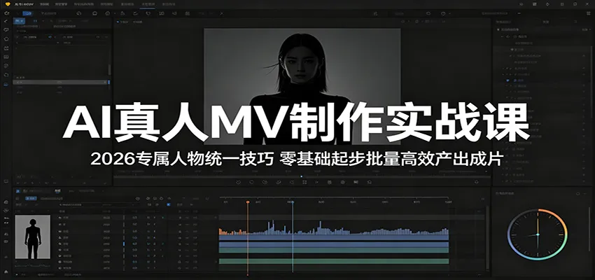 AI真人MV制作实战课:2026专属人物统一技巧,零基础起步批量高效产出成片 AI真人MV制作实战课:2026专属人物统一技巧,零基础起步批量高效产出成片