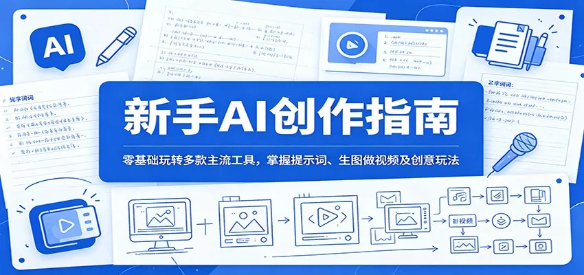 新手AI创作指南:零基础玩转多款主流工具,掌握提示词、生图做视频及创意玩法-知云阁资源站