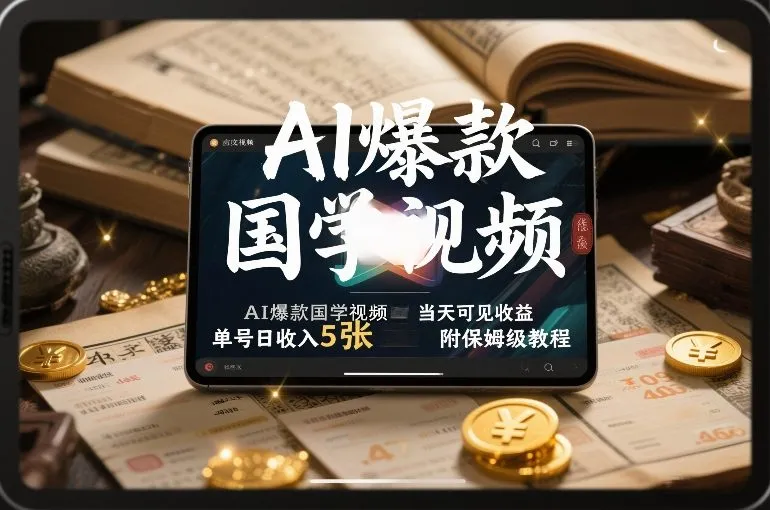AI爆款国学视频,独家起号方法,小白直接上手,当天可见收益,单号日收入5张+附保姆级教程-知云阁资源站