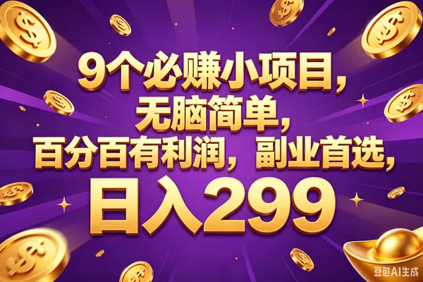 （18736期）9个必赚的小项目，百分百赚元子，无脑简单，副业首选，日入299+-知云阁资源站