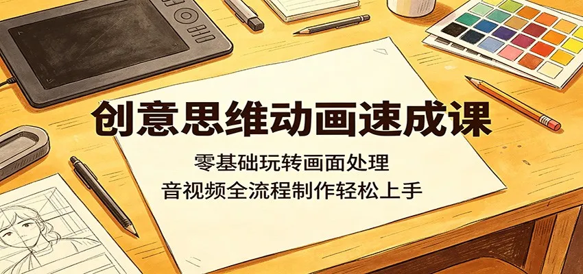创意思维动画速成课：零基础玩转画面处理，音视频全流程制作轻松上手-知云阁资源站