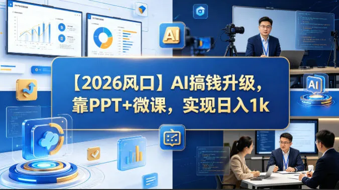 【2026风口】AI搞钱升级,靠PPT+微课,实现日入1k 【2026风口】AI搞钱升级,靠PPT+微课,实现日入1k