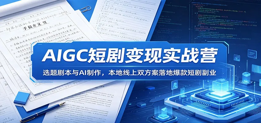 AIGC短剧变现实战营:选题剧本与AI制作,本地线上双方案落地爆款短剧副业-知云阁资源站