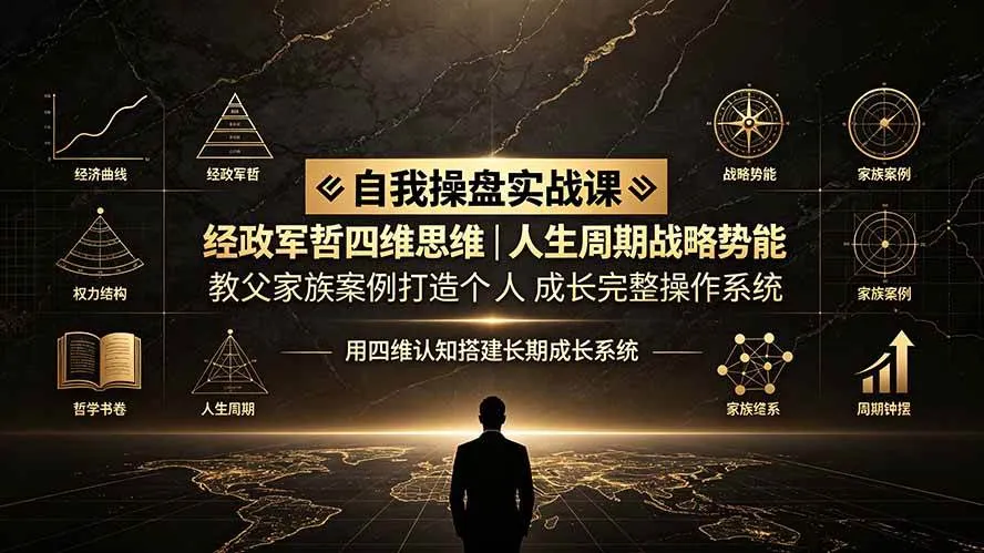 (19398期)自我操盘实战课:经政军哲四维思维|人生周期战略势能|教父家族案例打造个人成长完整操作系统-知云阁资源站