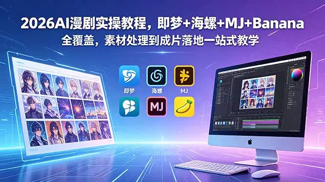 2026AI漫剧实操教程,即梦+海螺+MJ+Banana全覆盖,素材处理到成片落地一站式教学-知云阁资源站